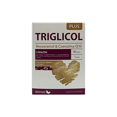 Triglicol Plus - 60 caps - Omega 3, Coenzima Q10 y Resveratrol - DietMed