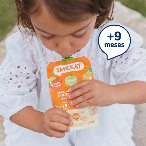 Smileat - Pouch de Leche de Almendra, Mango y Piña, Ingredientes Naturales Bebibles, Para Bebés a Partir de los 9 Meses - 100g