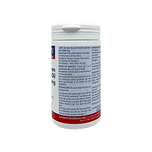 Lamberts Aceite del Fruto del Espino Amarillo 1000mg, 30 Cápsulas, 30