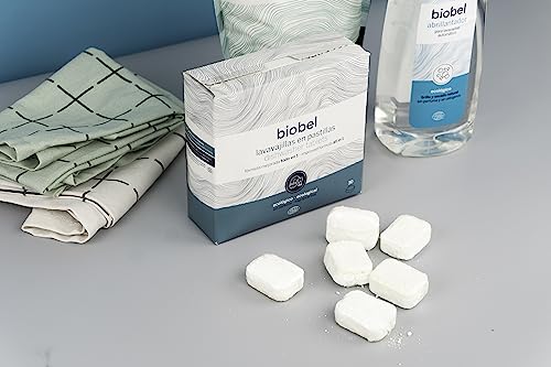 Biobel - Pastillas para Lavavajillas - Origen Natural - Pastillas Monodosis Todo en 1 - Limpia y Desengrasa la Suciedad Incrustada - Envoltorio Hidrosoluble - Sin Perfume - 30 Ud