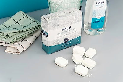 Biobel - Pastillas para Lavavajillas - Origen Natural - Pastillas Monodosis Todo en 1 - Limpia y Desengrasa la Suciedad Incrustada - Envoltorio Hidrosoluble - Sin Perfume - 30 Ud