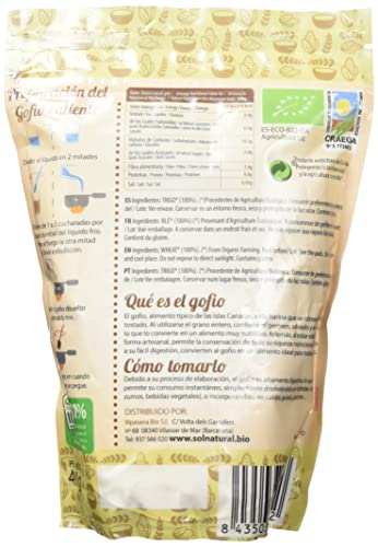 SOLNATURAL GOFIO DE Trigo Integral Bio 400 g, Estándar, Único