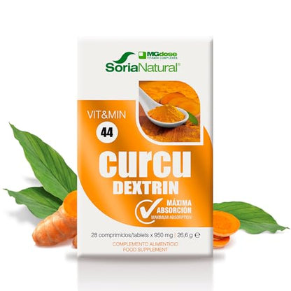 Soria Natural CurcuDextrin - Extracto de Cúrcuma Dextrinada y Pimienta Negra, Máxima Absorción - Sistema immune, Antiinflamatorio Natural, Síndrome Premenstrual - 28 comprimidos