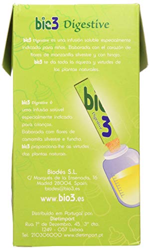 bio3 Digestive - Infusión Infantil Soluble - Manzanilla e Hinojo - 24 Sticks