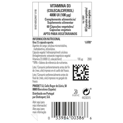Solgar Vitamina D3 (Colecalciferol) 4000 UI (100 µg) Cápsulas vegetales