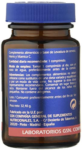 GSN | Hierro | Aporte de Alta Absorción | Prevenir y Tratar la Anemia | Aporta Energía | la Capacidad Mental en Niños| Periodos Menstruales | Levadura de Cerveza, Vitamina C | 60 comprimidos