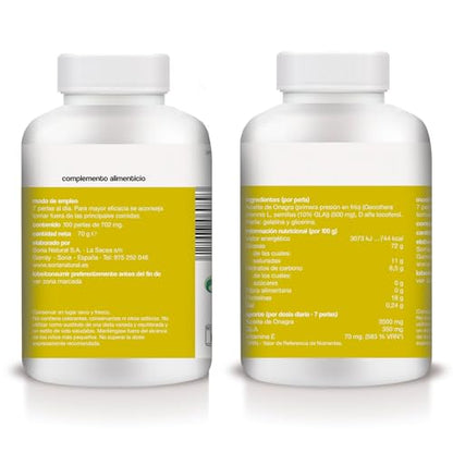 Soria Natural Aceite de Onagra 500 perlas– Colestagra – Cuidado de la Piel - Ayuda en Caso de Malestares Menstruales, Premenstruales y Menopausia – Salud Femenina