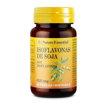 Nature Essential | Isoflavonas de Soja 610 mg | 50 Perlas | A Base de Aceite de Onagra y Aceite de Soja | Contribuye a Aliviar los Síntomas Menstruales