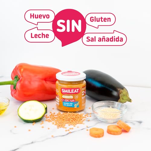 Smileat - Tarrito Ecológico con Verduras, Ingredientes Naturales, para Bebés desde 6 Meses, Sano y Saludable, sin Gluten, Sabor a Pavo y Verduras - Tarro de 230 g