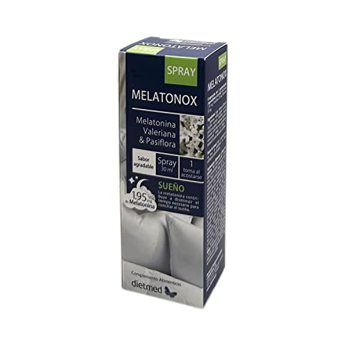 Dietmed | Melatonox Spray - 30 ml Spray Oral | Melatonina, Valeriana & Triptófano | 1,95mg de Melatonina | Sabor agradable