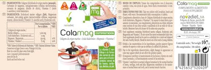 Novadiet - COLAMAG COMPRIMIDOS con Colágeno de Origen Marino, Ácido Hialurónico, Magnesio y Vitamina C, Ayuda a Proteger los Huesos, Piel, Articulaciones y Dientes - Colágeno - 180 Comprimidos