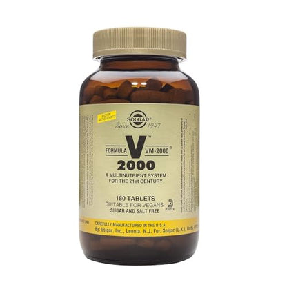 Solgar Formula VM-2000 Comprimidos - 180 comprimidos - Fórmula multivitamínica y mineral para la vitalidad diaria - Con vitaminas A, C y E - Combate el estrés y la fatiga - Vegano