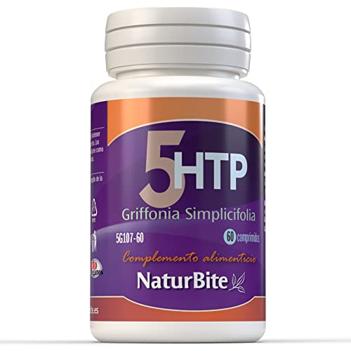 Naturbite 5-Htp 60 Comprimidos. Promueve la relajación y reduce el estrés, Ayudando Al Estado De Ánimo. Mejora El Sueño Natural y el Descanso Tranquilo