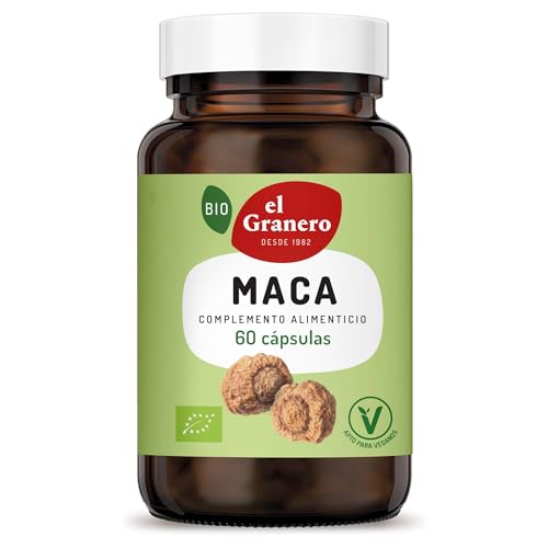 El Granero Integral - Maca Bio - 60 Cápsulas - Apto para Veganos - Complemento Alimenticio Elaborado a Base de Polvo de Raíz de Maca Ecológica - Energía y Vitalidad