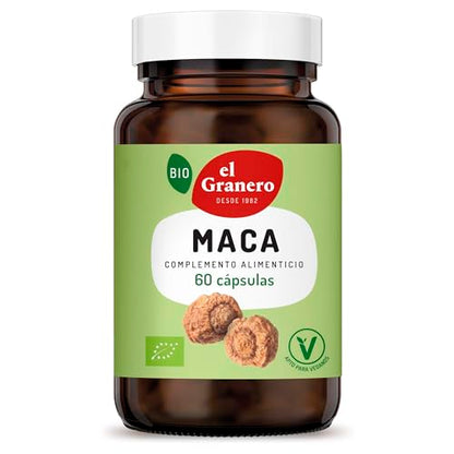El Granero Integral - Maca Bio - 60 Cápsulas - Apto para Veganos - Complemento Alimenticio Elaborado a Base de Polvo de Raíz de Maca Ecológica - Energía y Vitalidad