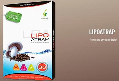 Novadiet - LIPOATRAP Cápsulas con H2OSlim® y Pimienta Negra - Control de Peso, Regulación Lípidos - Apoyo Sobrepeso, Obesidad, Equilibrio Saludable para tu Cuerpo - 30 Cápsulas