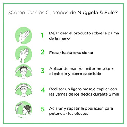 Nuggela & Sulé Champú 100% GREEN. VEGANO. Con Proteínas Vegetales para Fortalecer el cabello y Aumentar su Volumen. 1 x 250ml