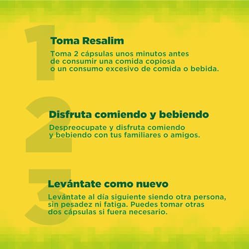 Resalim PLUS - Complemento Alimenticio para Ayudar a Metabolizar Bebidas y Alimentos, Ayuda a disminuir el cansancio y la fatiga - 10 Comprimidos