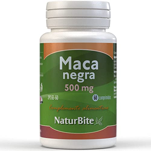 NaturBite Maca Negra 500mg. Extracto de raíz de maca negra de alta concentración, soporta mayor resistencia y aporta energía.