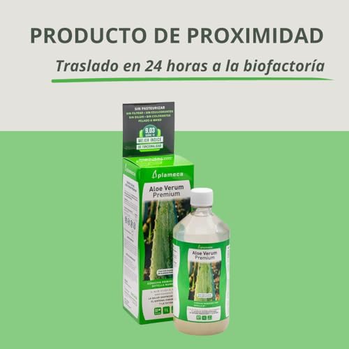 PLAMECA - Aloe Verum Premium, Aloe Vera Bebida, Jugo, Zumo, Sin Pasteurizar, Sin Edulcorantes, en Frío, Ayuda a la Salud Gastrointestinal, el Sistema Inmunitario y ante la Fatiga, Sabor Puro - 1 L