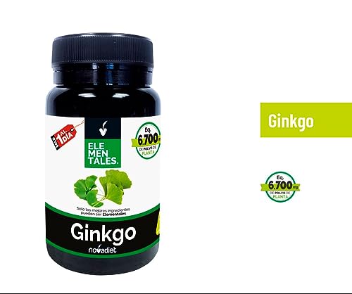 Novadiet - ELEMENTALES GINKGO Cápsulas con Ginkgo Biloba - Complemento Alimenticio - Para la Circulación en Todo el Cuerpo y la Salud Cerebral - 30 Cápsulas Vegetales