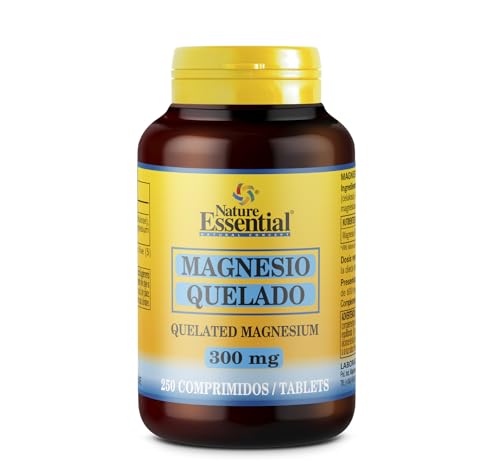 Nature Essential - Magnesio Quelado 300 mg - 250 Comprimidos - A Partir de Minerales Esenciales - Ayuda a Mejorar la Musculatura y el Sistema Nervioso