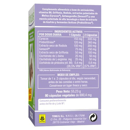 Nivelansi 80 Cápsulas con Ashwagandha y Rhodiola, Azafrán, 5HTP, Griffonia, Melisa, Vitamina B6 | Tensión Nerviosa y Ansiedad | Fórmula Equilibrada | Ansiedad Pastillas Naturales TONGIL