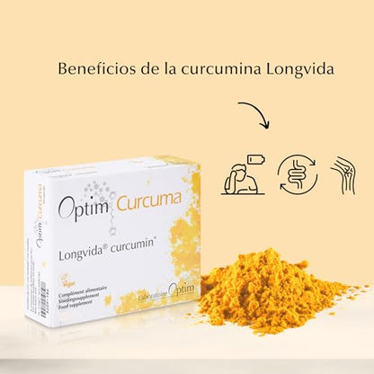 Optim Curcuma 45 cápsulas - complemento alimenticio extracto de curcuma curcumina Longvida - articulaciones - fatiga
