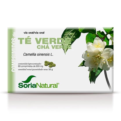 Soria Natural Té Verde Comprimidos - Propiedades Antioxidantes y Diuréticas – Con Camellia Sinensis L. - Aliado en tus Dietas de Control de Peso - 60 Comprimidos de 600 mg