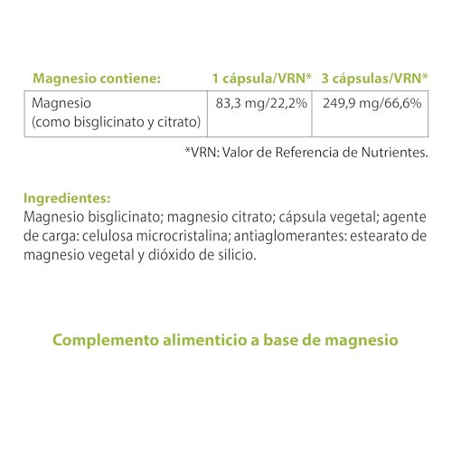 100% Natural Magnesio Complemento Alimenticio 180 cápsulas