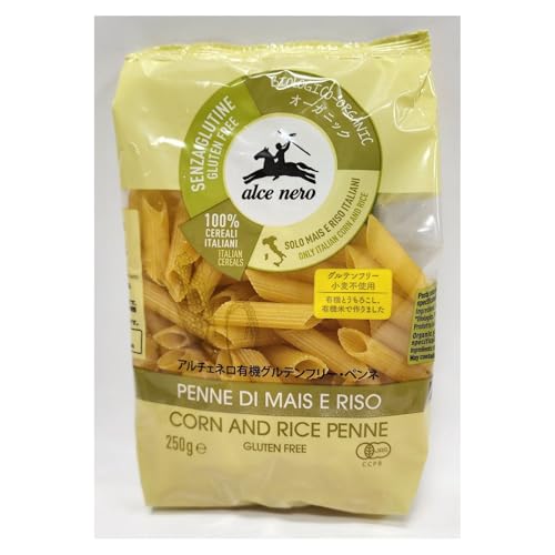ALCE NERO 1597A004 MACARRONES Penne DE MAIZ Y ARROZ 250gr. Bio SG, Plástico