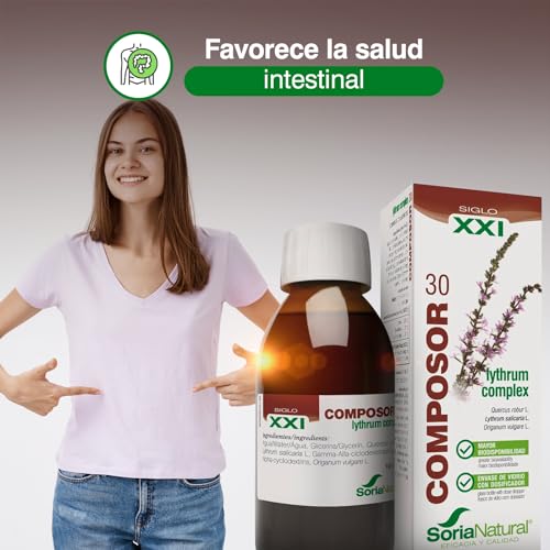 Soria Natural Composor 30 Lythrum Complex – Con Extractos de Roble y Salicaria y Aceite Esencial de Orégano – Acción Astringente – Ayuda en Caso de Diarrea - Antidiarrea - 100ml