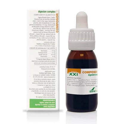 Soria Natural Composor 11 Digeslan Complex – Con Genciana, Manzanilla Amarga, Hinojo, Romero, Melisa, Bromelaína y Menta – Ayuda a las Digestiones - Enzimas con Propiedades Tónico Digestivas - 50ml