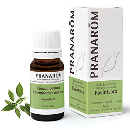 PRANARÔM - Ravintsara - Aceite esencial quimiotipado - Confort respiratorio y defensas naturales - 100% puro y natural - HETC - 10 ml