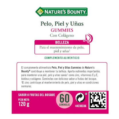 Nature's Bounty Complemento alimenticio para el Pelo, Piel y Uñas Gummies - 60 Unidades
