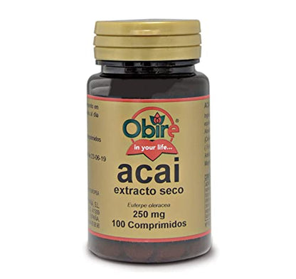 Obire | Acai 1000 mg | Complemento Alimenticio a Base de Extracto de Planta | Rico en Nutrientes y Antioxidante Natural con Extracto Seco 250 mg | 100 Comprimidos