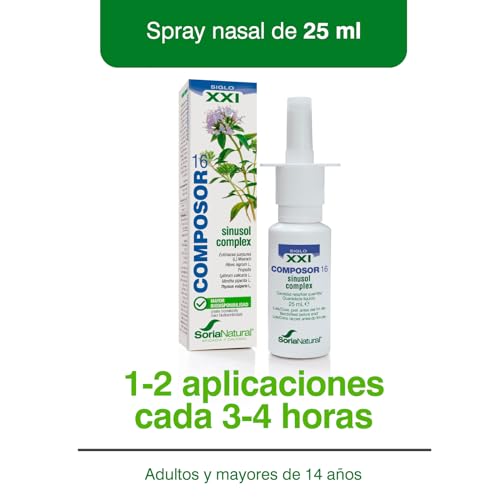 Composor 16 Sinusol Complex– Con Equinácea, Grosellero Negro, Propóleo, Salicaria, Menta, Tomillo y Ciprés – Alivia la Congestión Nasal – Ayuda a Recuperar el ánimo - Favorece la Relajación - 25ml