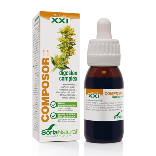 Soria Natural Composor 11 Digeslan Complex – Con Genciana, Manzanilla Amarga, Hinojo, Romero, Melisa, Bromelaína y Menta – Ayuda a las Digestiones - Enzimas con Propiedades Tónico Digestivas - 50ml