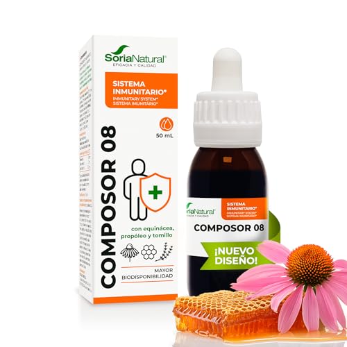 Soria Natural Composor 8 - Equinácea, Propóleo y Tomillo - Aumenta tus Defensas, Refuerza el Sistema Inmune - Prevención y Alivio de Resfriados -100% Natural -