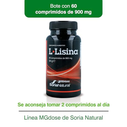 Soria Natural - vit&min L-Lisina – Apoya la Recuperación en Lesiones - Ayuda en Alteraciones Articulares, Óseas - Reforzado con Selenio, Ácido Ascórbico, Zinc y Vitamina B6-60 comprimidos de 900mg