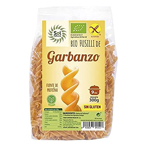 SOLNATURAL FUSILLI DE GARBANZO Bio SIN Gluten 300 g, Estándar, Único