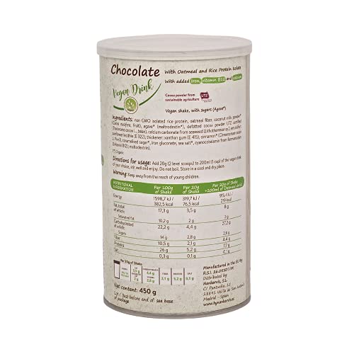 By Nankervis Bebida Vegana Chocolate Con Avena Y Proteina De Arroz 450Gr 450 g