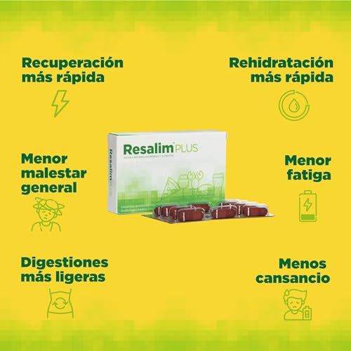 Resalim PLUS - Complemento Alimenticio para Ayudar a Metabolizar Bebidas y Alimentos, Ayuda a disminuir el cansancio y la fatiga - 10 Comprimidos
