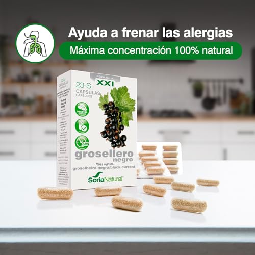 Soria Natural Grosellero Negro Cápsulas - Ayuda a Frenar las Alergias - Propiedades Antihistamínicas y Antiinflamatorias - Caja con 30 Cápsulas de 690 mg