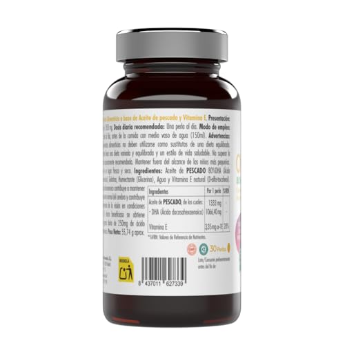 Mundo Natural - Oleomega 3 DHA | Omega 3 Capsulas en Perlas | Omega 3 EPA y DHA + Vitamina E | Omega-3 1000mg de DHA | Aceite de Pescado Omega 3 para Funcionamiento Normal de Vision y Cerebro