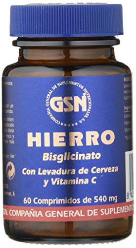 GSN | Hierro | Aporte de Alta Absorción | Prevenir y Tratar la Anemia | Aporta Energía | la Capacidad Mental en Niños| Periodos Menstruales | Levadura de Cerveza, Vitamina C | 60 comprimidos
