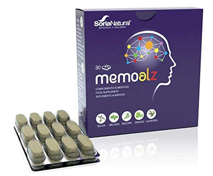 Soria Natural - MEMOALZ - Complemento alimenticio - Mejora la memoria y favorece la concentración - 60 comprimidos - Extracto de Salvia