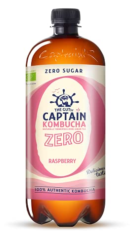 Captain Kombucha ZERO - Zero Sugar, Zero Calories - Bebida Probiótica Naturalmente Fermentada, Sin Pasteurizar, Vegan - 6 x 1000ml