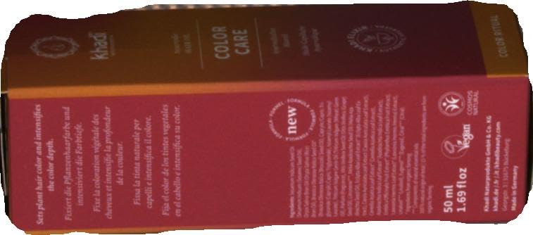 khadi COLOR CARE Aceite capilar ayurvédico, tratamiento capilar para fijar el color del cabello vegetal, brillo y protección UV, luminosidad, 100% vegetal y vegano, cosmética natural certificada 50ml