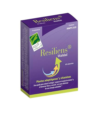 100% Natural Resiliens Vitalidad - Complemento Alimenticio, 60 Cápsulas